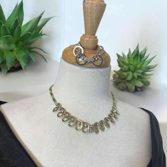 Vintage SARAH COVENTRY Celestial Fire Rhinestone Necklace Bracelet Set - Picture 2 of 12